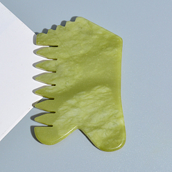 Светло-зеленый Коричневый Массажные гребни из натуральных драгоценных камней, массажные инструменты для ухода за волосами рельеф тела, оливковый, 100x61 мм