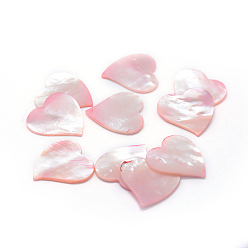 Coquille Cabochons coquille, cœur, teint, 21~22x21~22x1mm