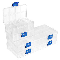 White Organizer Storage Plastic Boxes, Bead Containers, Rectangle, White, 4pcs/set