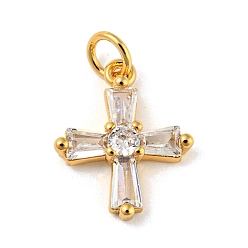 Настоящее золото 18K Стойка металлическая латунная микропрофилированная кубическая циркония подвески, с целью перехода в кольце, без кадмия и без свинца, долговечный, крестик, реальный 18 k позолоченный, 16x13x3.5 мм, отверстие : 3.4 мм