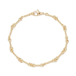 Настоящее золото 18K Браслеты из латунных звеньев для женщин, с 304 фурнитурой из нержавеющей стали, реальный 18 k позолоченный, 7-1/2 дюйм (19 см)