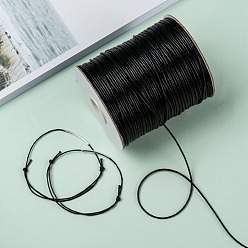 Black Korean Waxed Polyester Cord, Bead Cord, Black, 1.2mm, about 185yards/roll