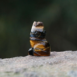 Тигровый глаз Натуральные резные фигурки из тигрового глаза, для украшения рабочего стола домашнего офиса, волк, 18~27 мм