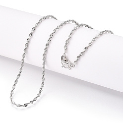 Платинированный Латунные ожерелья-змеиные цепочки, с застежками м, Реальная платина, 17.91x0.08 дюйм (455x2 мм)