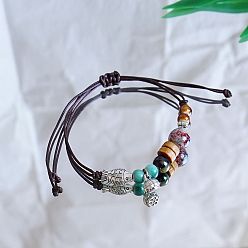 Fish Керамические бусины плетеные браслеты из бисера, регулируемые плетеные браслеты из вощеного шнура для женщин, рыба, 4~10-1/4 дюйм (10~26 см)