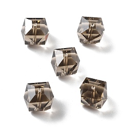 Коричневый Имитация Австрийские кристаллические шарики, к 9 стекло, квадратный граненый, кофе, 10x10x10 мм, отверстие : 1.8 мм