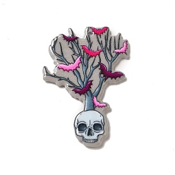 Bat Акриловые подвески с принтом на хэллоуин, летучая мышь с подвеской в виде черепа, 45x31x2.5 мм, отверстие : 1.8 мм