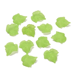 Зелено-Желтый Подвески матовым акриловым, лист, зеленый желтый, 24x23x4 мм, отверстие : 1.5 мм