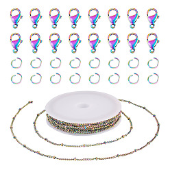 Rainbow Color Ювелирные изделия, включая пустые катушки из полипропилена (ПП), 304 цепочки, застежки и соединительные кольца из нержавеющей стали, Радуга цветов, 6x0.8 мм, внутренний диаметр: 4.4 мм