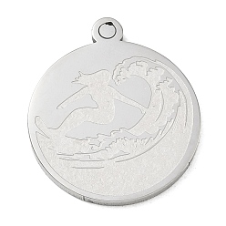 Human Pendentifs en acier inoxydable, charmes rondes plates, couleur inox, humaine, 201mm, Trou: 24.5x21.5x2mm