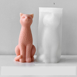 Белый Силиконовые формы для пищевых продуктов в форме кошки, формы для свечей, формы для литья гипсовой смолы, белые, 53x36x110 мм