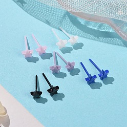 (52) Непрозрачная лаванда Гипоаллергенные серьги-гвоздики со звездами из биокерамики и циркония, не выцветает и не содержит никеля, разноцветные, 5.5x5.5 мм