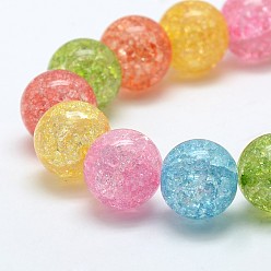 Mixed Color Synthetic Crackle Quartz Round Beads Strands, Dyed & Heated, Mixed Color, 8mm, Hole: 1mm, about 50pcs/strand, 15.5 inch