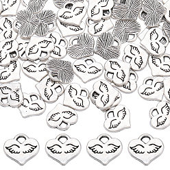 Античное Серебро 100Шармы из сплава в тибетском стиле, сердце с крыла, античное серебро, 9.5x10x1.5 мм, отверстие : 1.5 мм