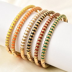 Настоящее золото 18K 304 женские эмалевые браслеты из нержавеющей стали, ионное покрытие (ip), реальный 18 k позолоченный, 0.16 дюйм (0.4 см), внутренний диаметр: 1.91 дюйм (4.85 см) x 2.30 дюйм (5.85 см)