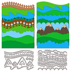 Mountain Углеродистая сталь разрезает трафареты, для diy scrapbooking, Фотоальбом, декоративная бумага для тиснения, форма для поздравительных открыток, гора, 160x108~110x0.8 мм, 2 шт / комплект