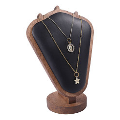 Черный Деревянные подставки для ожерелий в форме бюста, с ковриком из искусственной кожи, чёрные, 15x10x20 см