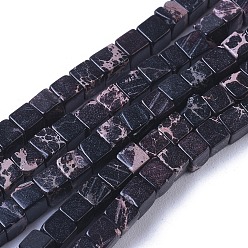 Black Natural Imperial Jasper Beads Strands, Dyed, Cube, Black, 3~3.3x3~3.3x3~3.3mm, Hole: 0.6mm, about 125pcs/strand, 15.07 inch~15.35 inch(38.3~39cm)