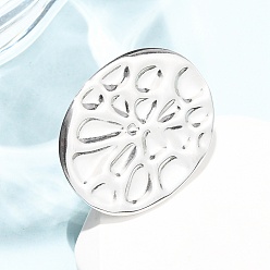 Нержавеющая Сталь Цвет 304 открытые кольца-манжеты из нержавеющей стали для женщин, овальные, цвет нержавеющей стали, 17 мм