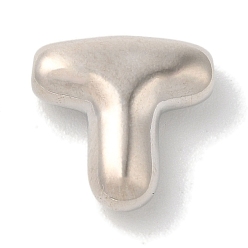 Letter T Brass Pendants, Long-Lasting Plated, Platinum, Letter T, 10x10x3.5mm, Hole: 1.2mm