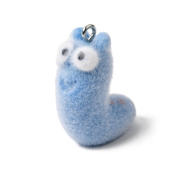 Insects Флокированные подвески из непрозрачной смолы, с платиновыми тоновыми железными петлями, Небесно-голубой, насекомые, 26x11x19 мм, отверстие : 2 мм