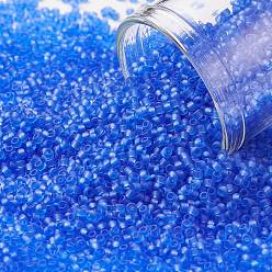 (942F) Sapphire Transparent Matte Toho perles de rocaille rondes, perles de rocaille japonais, (942 f) saphir transparent mat, 15/0, 1.5mm, Trou: 0.7mm, environ15000 pcs / 50 g