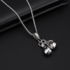 Другие Кулон из сплава 201 ожерелья из нержавеющей стали для мужчин, античное серебро, боксерские перчатки, 23.62~27.56 дюйм (60~70 см)