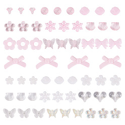 Бледно-Розовый 100g прозрачные и непрозрачные акриловые бусины, разнообразные, розовый жемчуг, 7.5~24.5x7.5~32.7x2.5~12.5 мм, отверстие : 0.5~3 мм