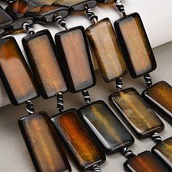 Peru Natural Dragon Veins Agate Beads Strands, Dyed & Heated, Rectangle, Peru, 38~40x19.5~20.5x6~7mm, Hole: 3mm, about 8pcs/strand, 15.55~15.75''(39.5~40cm)