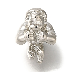 Платина Стойка металлизированный латунь европейский бисер, бусины с большим отверстием, долговечный, мышцы человека, платина, 18x13x11 мм, отверстие : 4 мм