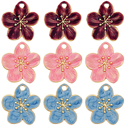 (52) Непрозрачная лаванда 9 шт. 3 цвета 304 эмалированные подвески из нержавеющей стали, , реальный 18 k позолоченный, разноцветные, 24.5x22.5x2.5 мм, отверстие : 2.5 мм, 3 шт / цвет