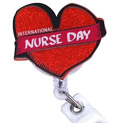 Сердце Катушка для значков из блестящего акрила и АБС-пластика, выдвижной держатель для бейджа, сердце, 90 мм, Сердце: 41x48 mm