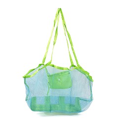 Yellow Green Portable Nylon Mesh Grocery Bags, for School Travel Daily Beach Bags Fits, Yellow Green, 78cm