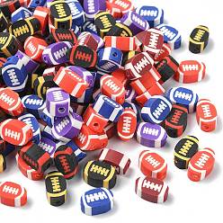 (52) Непрозрачная лаванда 1 сумка из полимерной глины ручной работы в виде регбийных бусин, разноцветные, 10 мм, отверстие : 2 мм, 200 шт / пакет