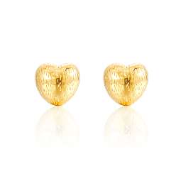 Real 18K Gold Plated 304 Stainless Steel Stud Earrings for Women, Heart, Real 18K Gold Plated, 19x20mm