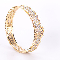 Золотой Латунные браслеты с микропаве из прозрачных кубических цирконий для женщин, кольцо, золотые, внутренний диаметр: 2-3/8 дюйм (6 см)