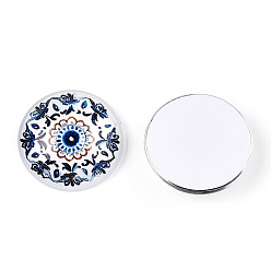 Разноцветный Кабошоны из стекла, полукруглый с калейдоскопом, красочный, 25x7.5 мм