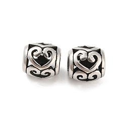 Antik Silber Farbe 316 chirurgische Edelstahlperlen, Herz, Antik Silber Farbe, 9x9.5 mm, Bohrung: 4 mm