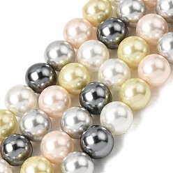 (52) Непрозрачная лаванда Выпечка окрашены перламутровый стекла жемчужные нити круглый шарик, разноцветные, 10 мм, отверстие : 0.7 мм, около 39 шт / нитка, 15.20'' (38.6 см)