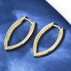 Настоящее золото 18K Серьги-кольца с микропаве из прозрачного кубического циркония и конским глазом из латуни, долговечный, стойки покрытие, без кадмия и без свинца, реальный 18 k позолоченный, 29.5x16x2.5 мм