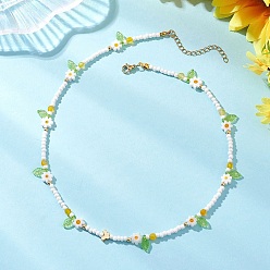 Натуральный Агат Ожерелья ручной работы из граненого круглого окрашенного натурального агата и цветочного бисера в технике миллефиори для женщин., золотые, желтые, 16.54 дюйм (42 см)