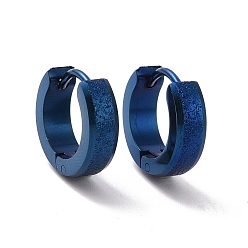 Blue 304 Stainless Steel Thick Hoop Earrings for Men Women, Blue, 12.5x13x4mm, Pin: 0.8mm