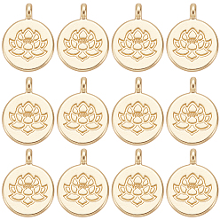 Матовый Золотой Цвет Подвески из сплава , плоские круглые с лотоса, без свинца, без никеля и без кадмия, матовый золотой цвет, 20x15x4.5 мм, отверстие : 1.5 мм, 20 шт / коробка