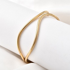 Золотой 304 женские браслеты-манжеты из нержавеющей стали, золотые, внутренний диаметр: 2-1/2x2 дюйм (6.3x5.2 см)