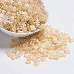 (TL132FR) Matte Transparent Light Topaz AB Миюки тила бусины, японский бисер, 2-луночное, (tl 132 fr) матовый прозрачный светлый топаз ab, 5x5x1.9 мм, Отверстие : 0.8 мм , около 590 шт / 50 г