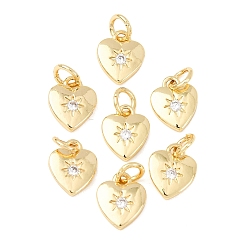 Настоящее золото 18K Латунные микро проложить кубического циркония прелести, долговечный, без свинца, без никеля и без кадмия, сердце, реальный 18 k позолоченный, 10x8.5x2 мм, отверстие : 3 мм