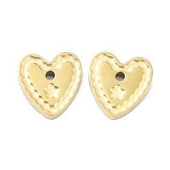 Настоящее золото 18K Ионное покрытие (ip) 316 l подвески из хирургической нержавеющей стали, без никеля , сердце с цветочным шармом, реальный 18 k позолоченный, 8x7.5x1.5 мм, отверстие : 1 мм