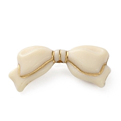 Белый Непрозрачные акриловые бусины, бантом, золотой металл обвитыми, белые, 13.5x29x6 мм, отверстие : 1.6 мм