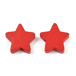 Красный Брызги с напылением, звезда, красные, 18.5x19x6 мм, отверстие : 2.5 мм