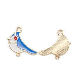 Светло-Голубой Соединители звеньев сплава эмали, золотой свет, птица, Небесно-голубой, 23.5x24.5x1.5 мм, отверстия : 2 mm и 1.2 мм